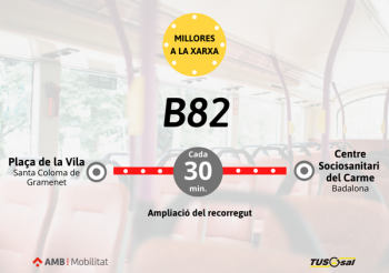 La línea B82 se prolonga al Centre Sociosanitari El Carme