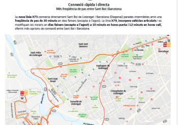El AMB crea la línea X73 para mejorar las conexiones entre Barcelona y Sant Boi